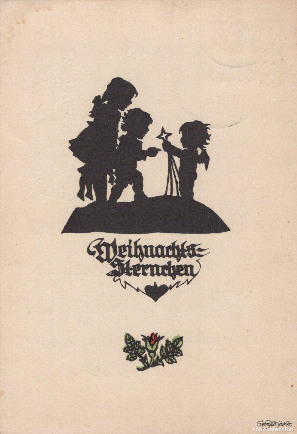 Cartoline: Germany Zittau Christmas Children Silhouette Star Holiday Greeting Card *YAS563