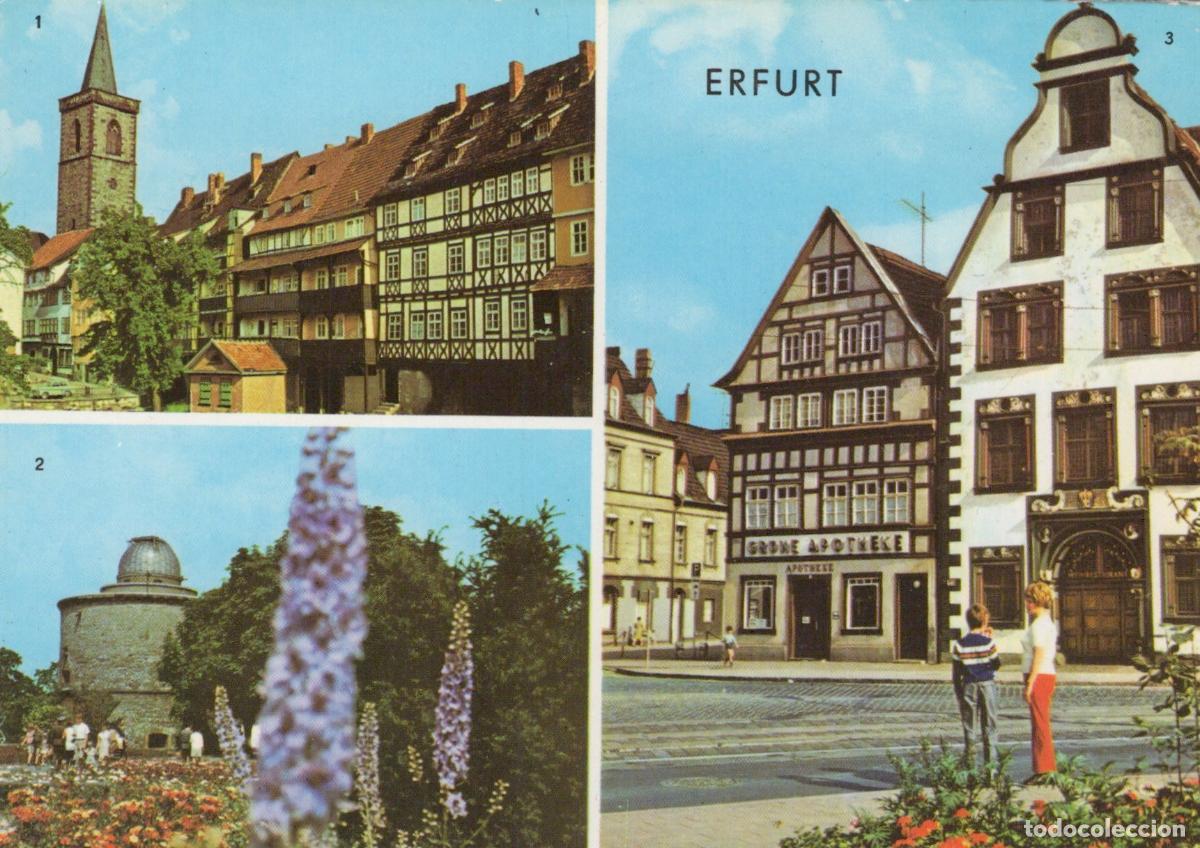 Cartoline: Germany Erfurt Collage Kr&auml;merbr&uuml;cke Iga Volkssternwarte Unposted *YAS668