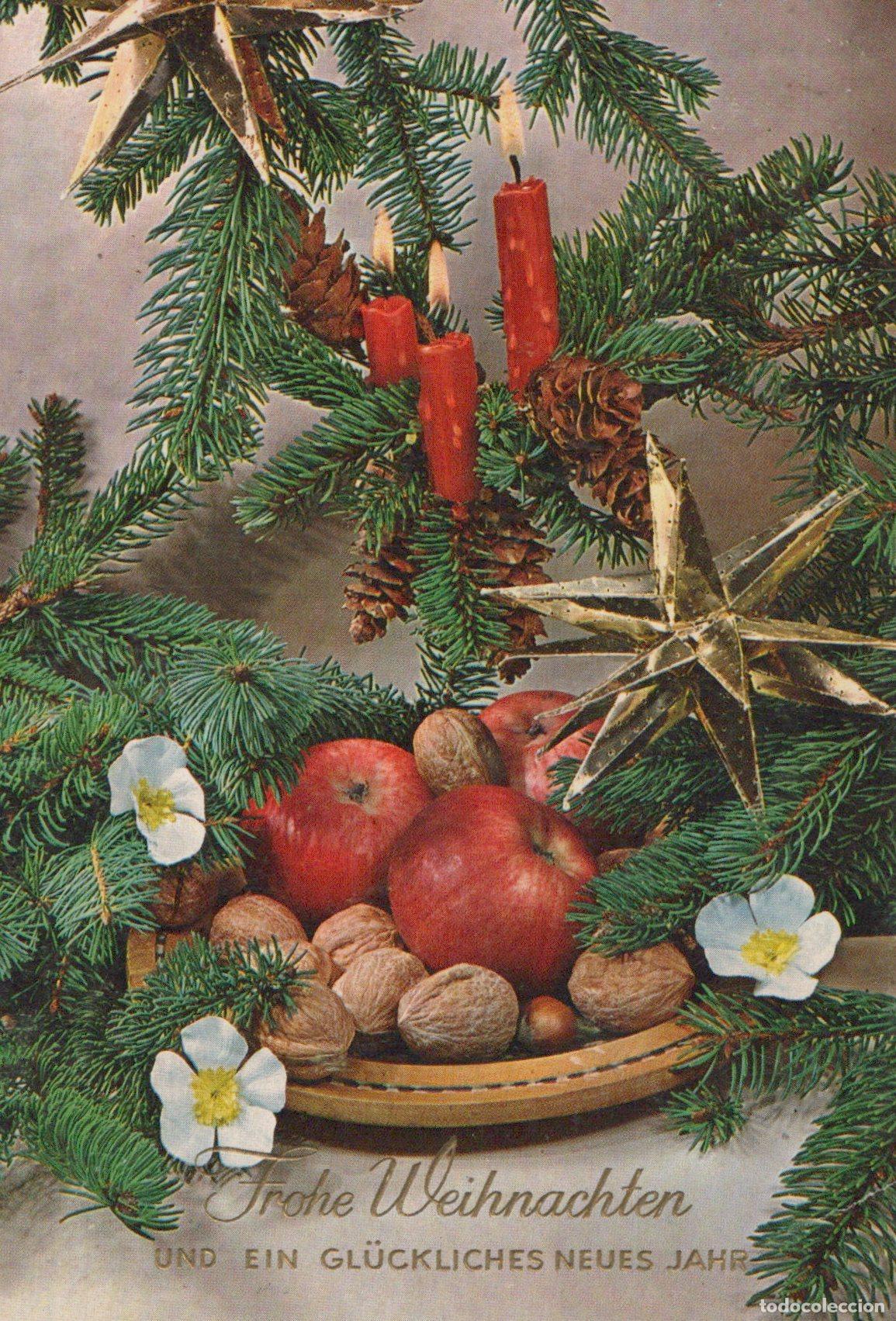 Postais: Germany Berlin Christmas Still Life With Candles Apples Walnuts Pine *YAS573