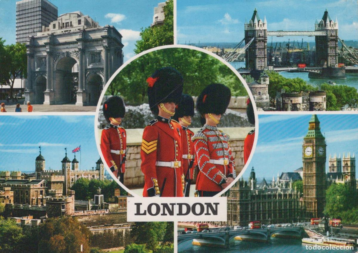 Postkarten: United Kingdom London Collage Tower Bridge Big Ben Tower of Guards *YAS701