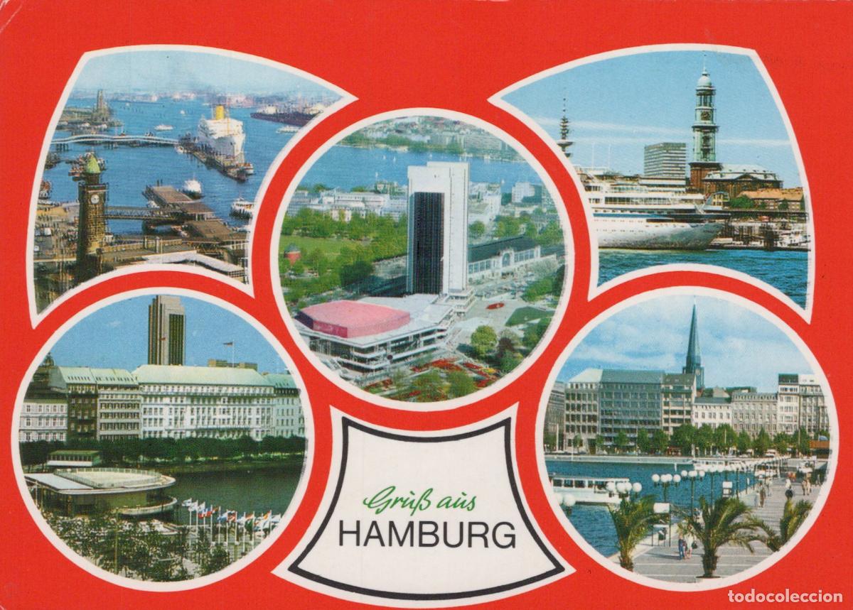 Postcards: Germany Hamburg City Views Collage Port Architecture Buildings *YAS711