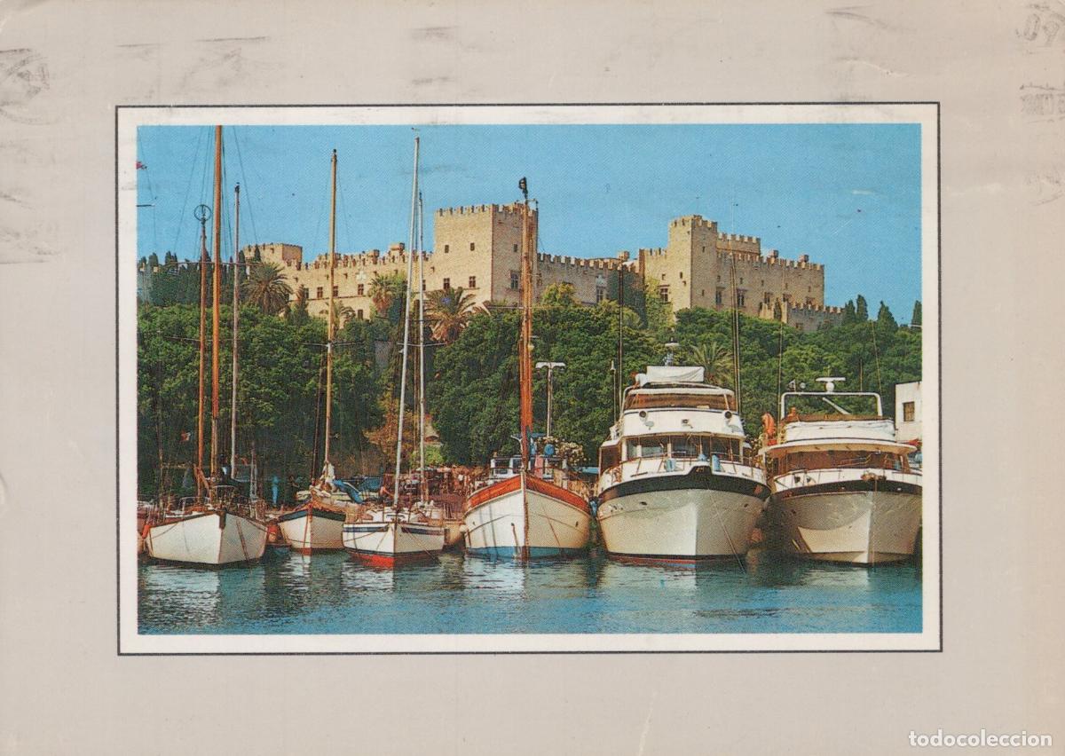 Postcards: Greece Rhodes Mandraki Harbor Boats Palace of the Grand Master *YAS703