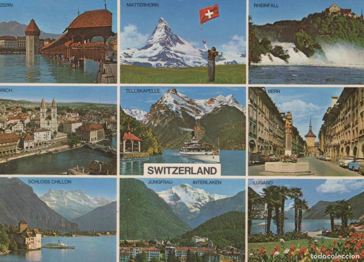 Postcards: Switzerland Multiple Cities Multi View Lucerne Matterhorn Rhinefall *YAS738