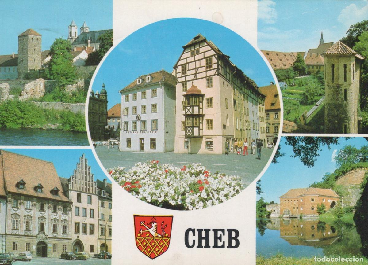 Postcards: Slovakia Cheb Czechoslovakia Historic Buildings and Town Square Panorama *YAS768