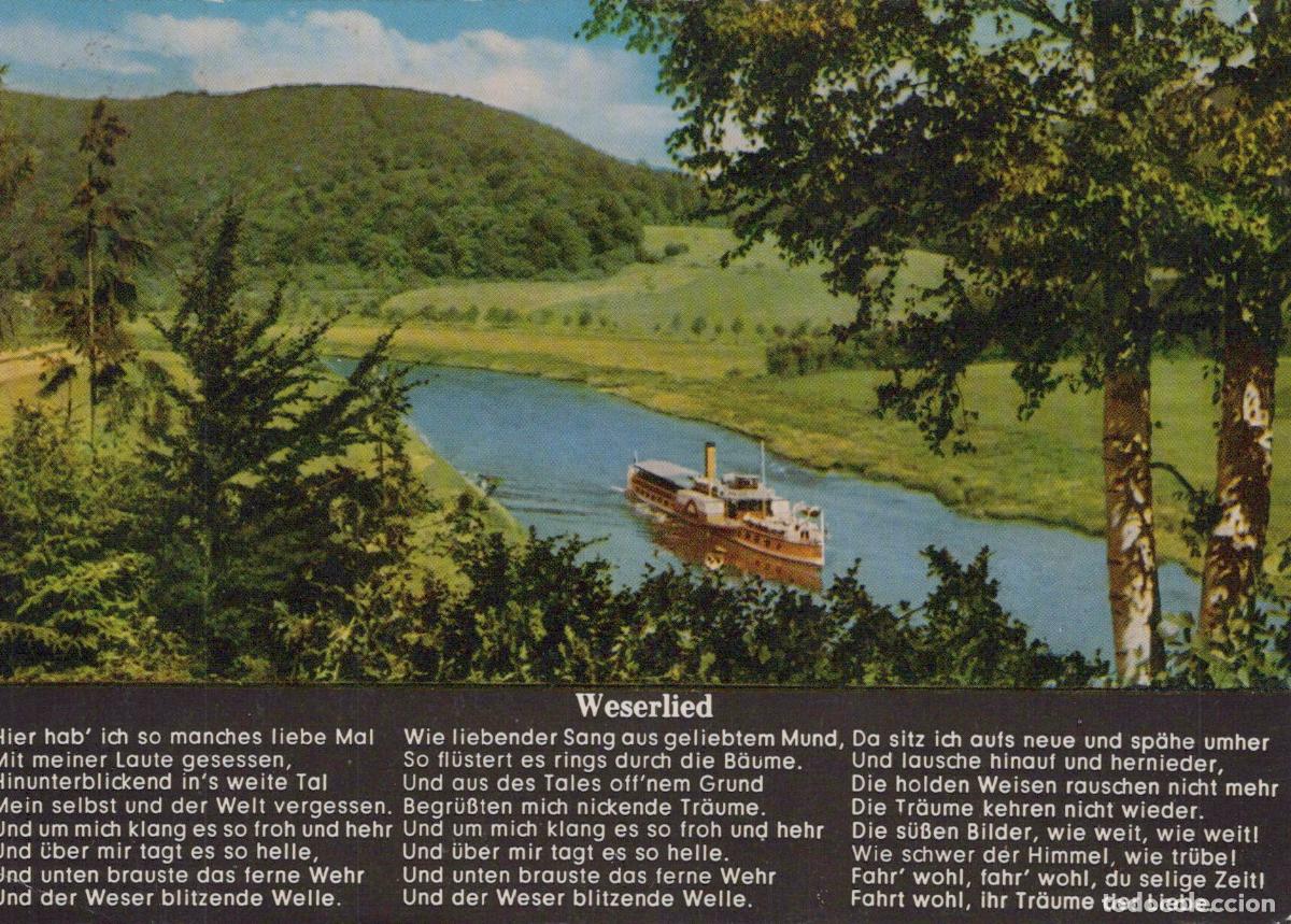 Postcards: Germany Hann M&uuml;nden Weser River Steamboat Weserlied Poem *YAS689