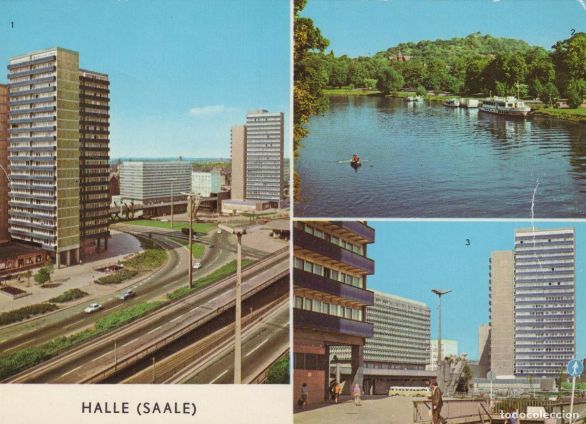 Postales: Germany Halle Saale Cityscape With Modern Buildings and Saale River View *YAS811