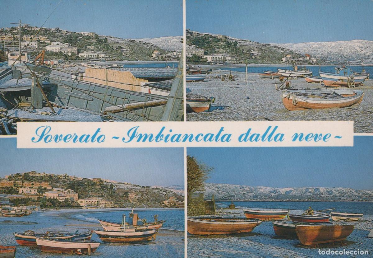 Postais: Italy Soverato Snow Covered Beach With Fishing Boats and Coastal Town *YAS704