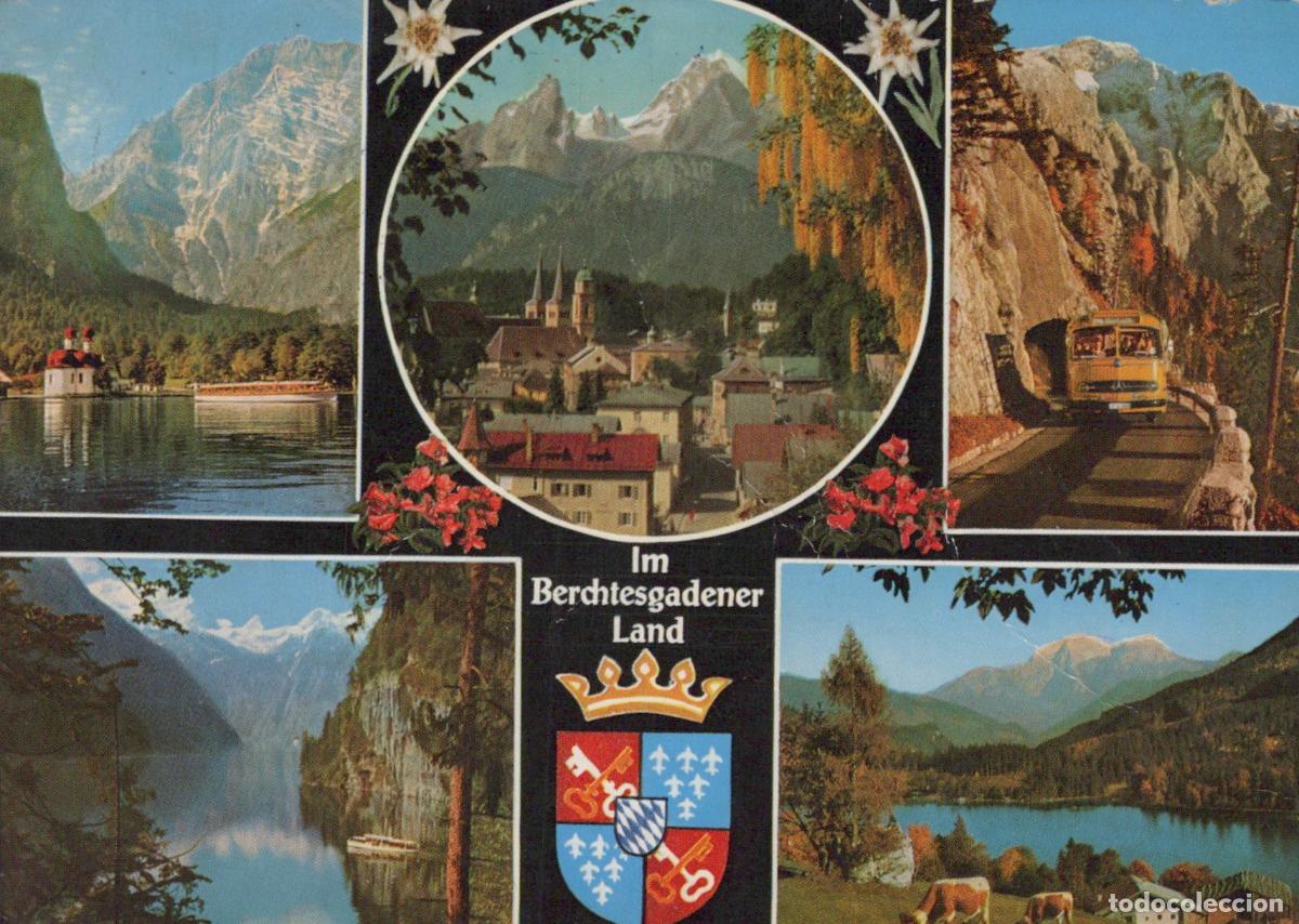 Cartoline: Germany Berchtesgaden Land Alpine Lakes Mountains Town Bus Cows *YAS844