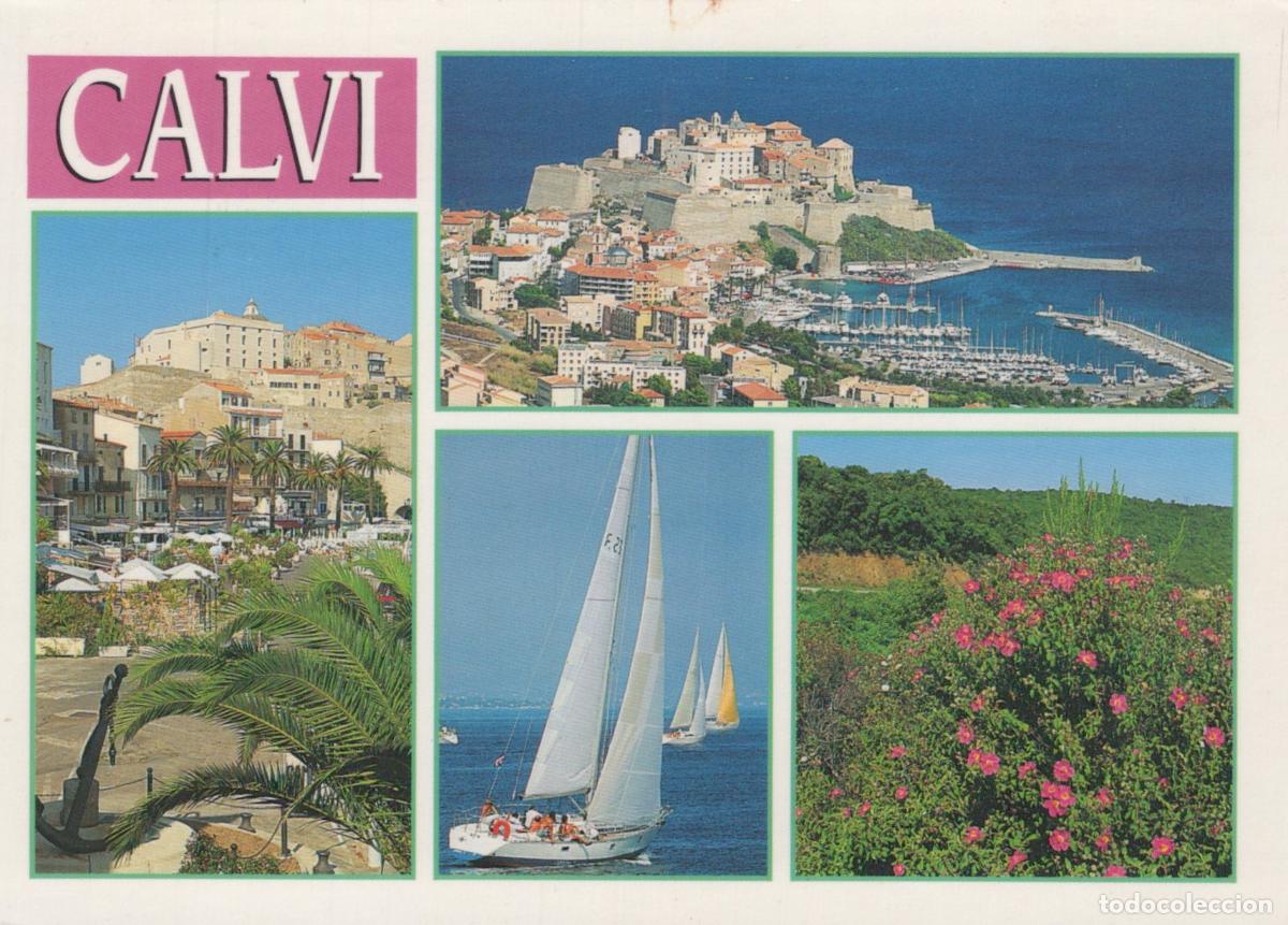 Postales: France Calvi Multi View Citadel Harbor Sailboats and Flowers *YAS774