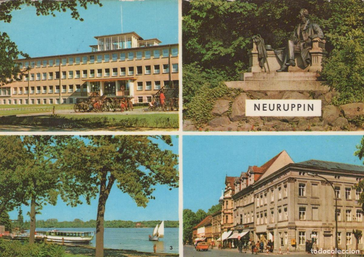 Cartoline: Germany Neuruppin Multi View Polyclinic Monument Lake Street Scene *YAS980