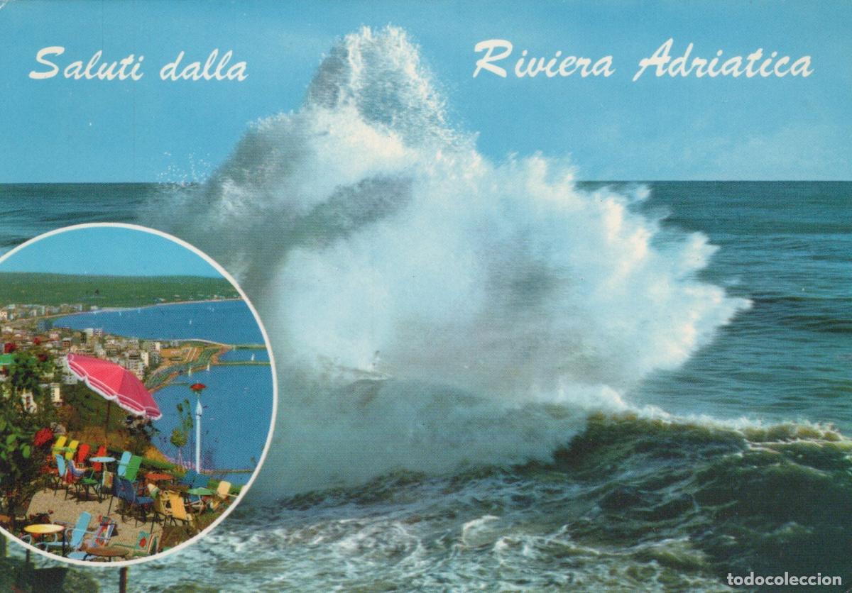 Postales: Italy Rimini Big Wave Crashing On the Adriatic Coast With A View of the *YAS941