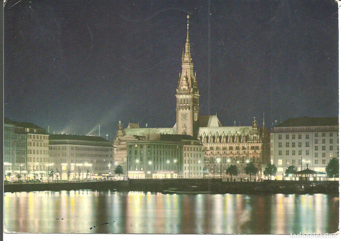 Postales: POSTAL HAMBURG (ALEMANIA) - JUNGFERNSTIEG AND INNER ALSTER LAKE - CIRCULADA