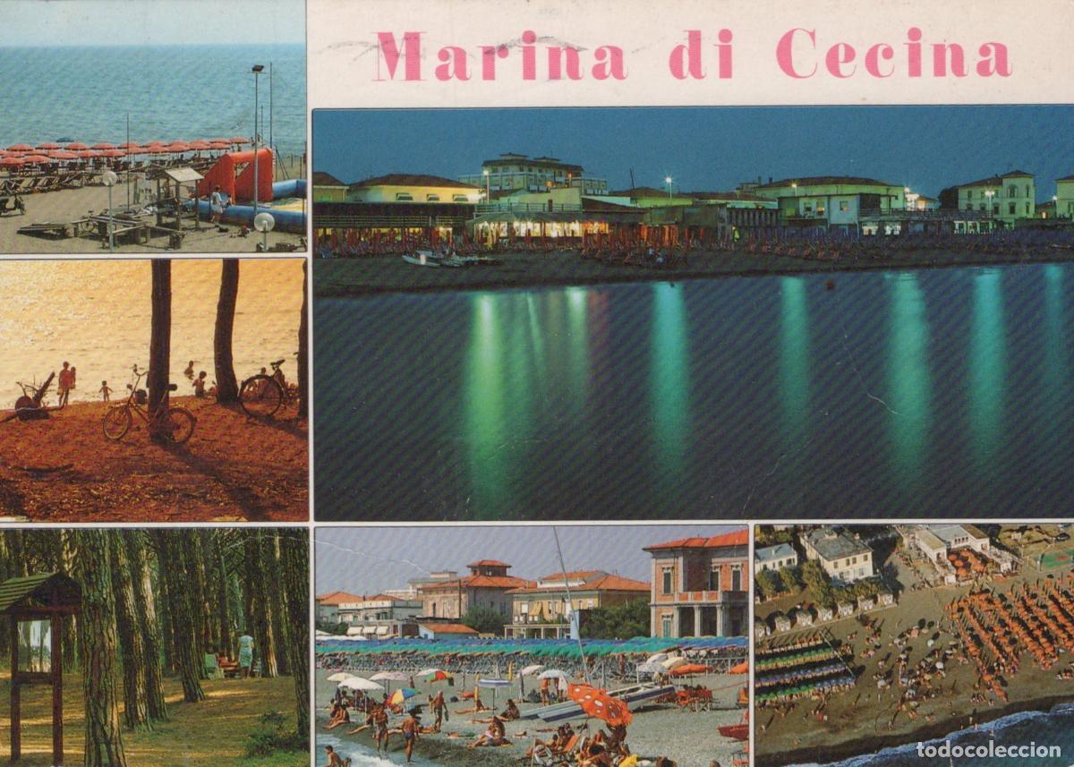 Postcards: Italy Marina DI Cecina Beach Scenes Night View Pine Forest *YAT011