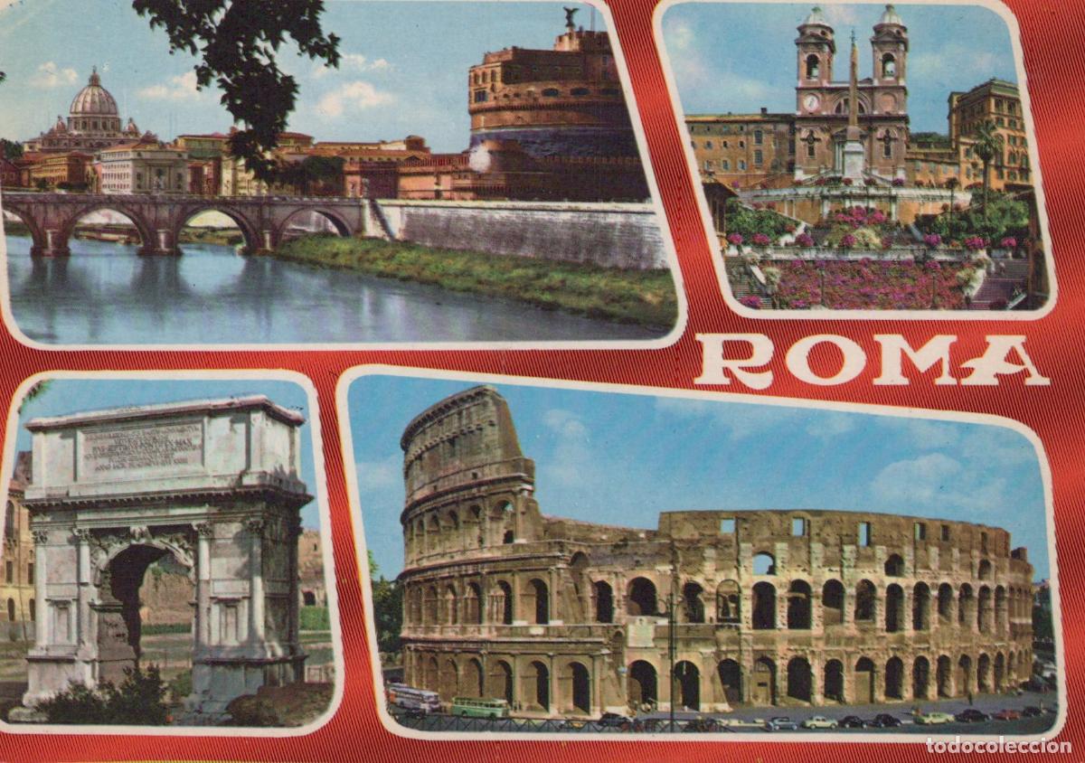 Postais: Italy Rome Multi View Colosseum Castel Sant Angelo Spanish Steps Arch of *YAT014