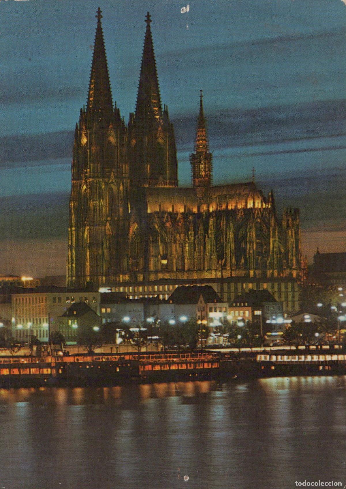 Postcards: Germany Cologne Cathedral At Night Rhine River Architecture Cityscape *YAT119