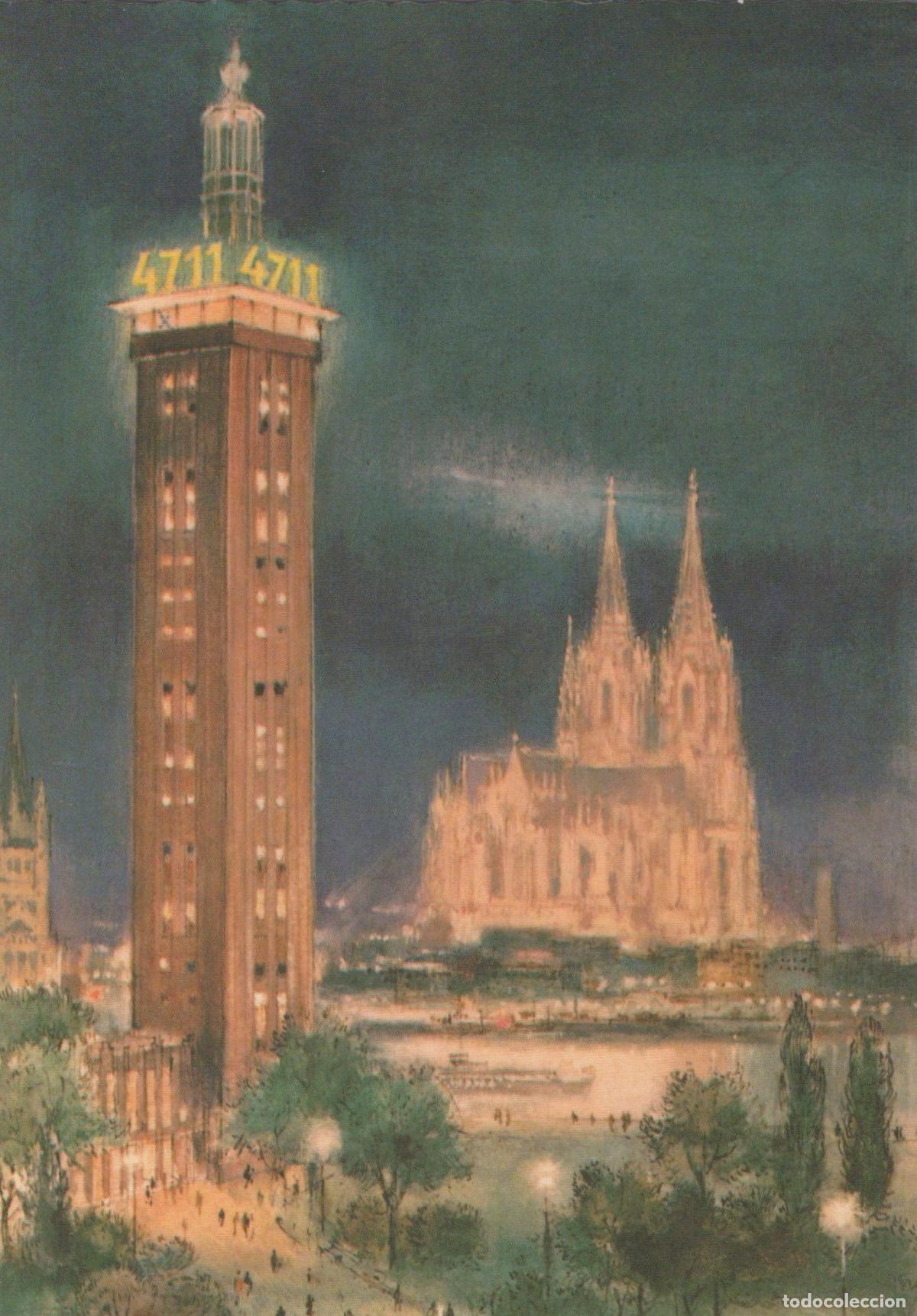 Postais: Germany Cologne Messeturm Tower With 4711 Sign and Cathedral At Night *YAT144