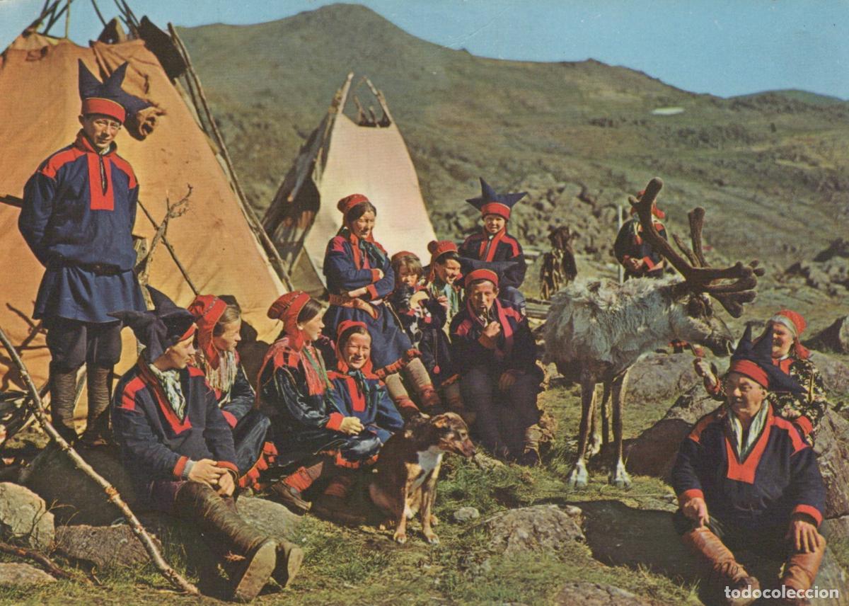 Postcards: Norway Laplanders Sami People Reindeer Traditional Costumes Unposted *YAT065