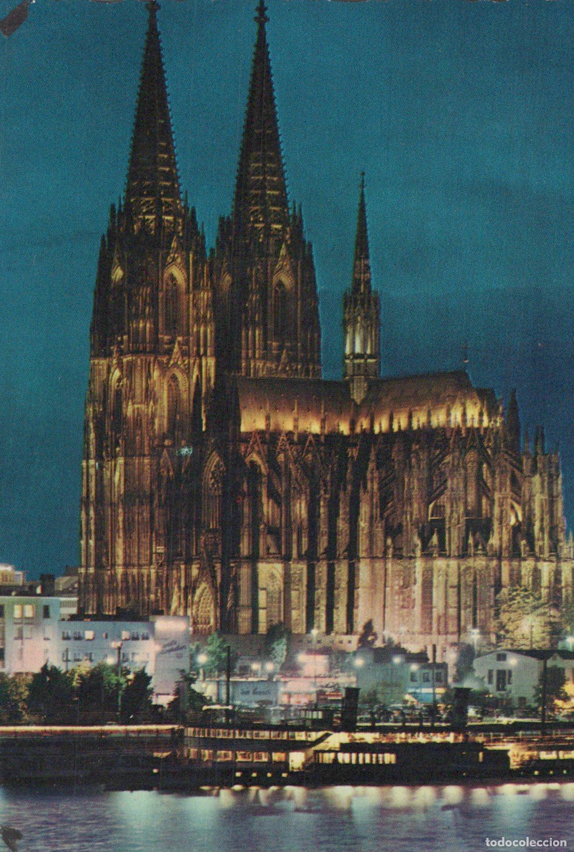 Postales: Germany Cologne Cathedral At Night Rhine River Illuminated Gothic Church *YAT313