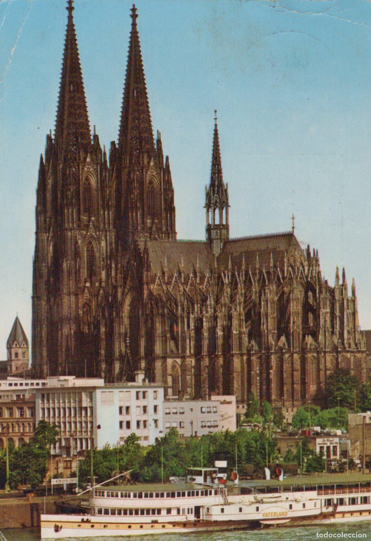 Postkarten: Germany Cologne Cathedral and Rhine River With Vaterland Ship *YAT217