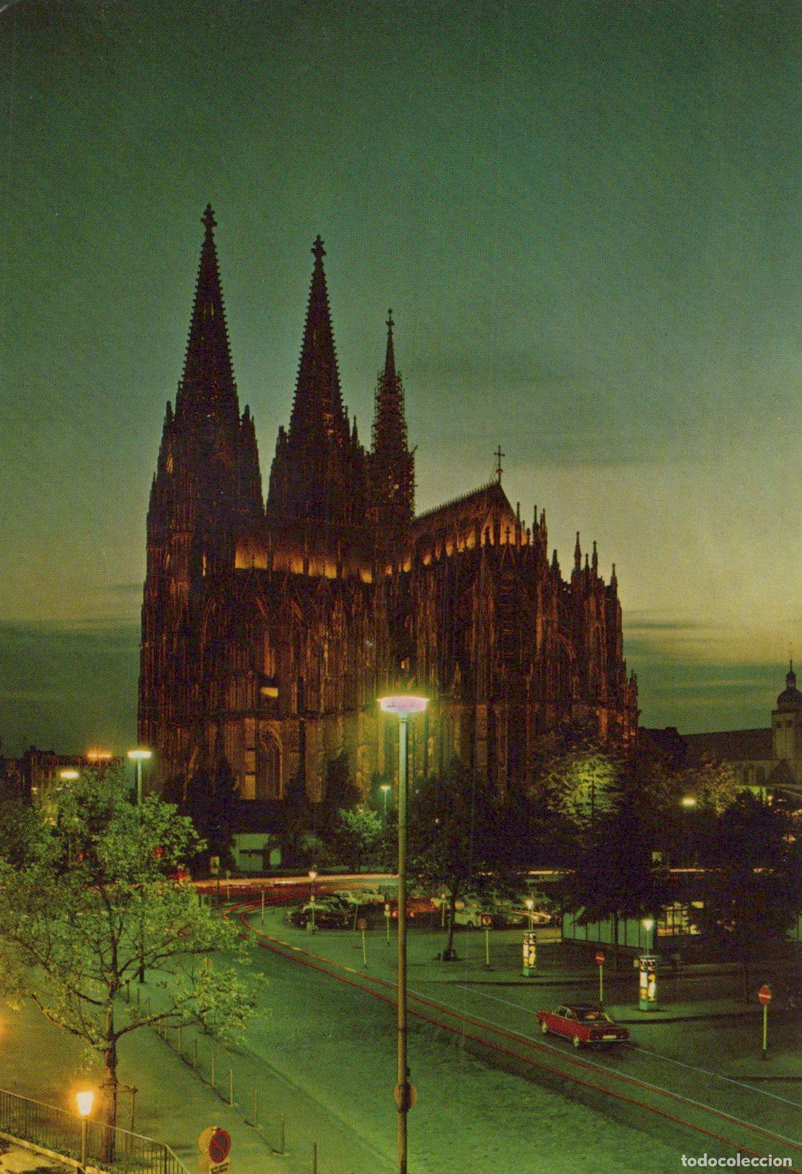 Postcards: Germany Cologne Cathedral Dom At Night Illuminated Gothic Unposted *YAT225