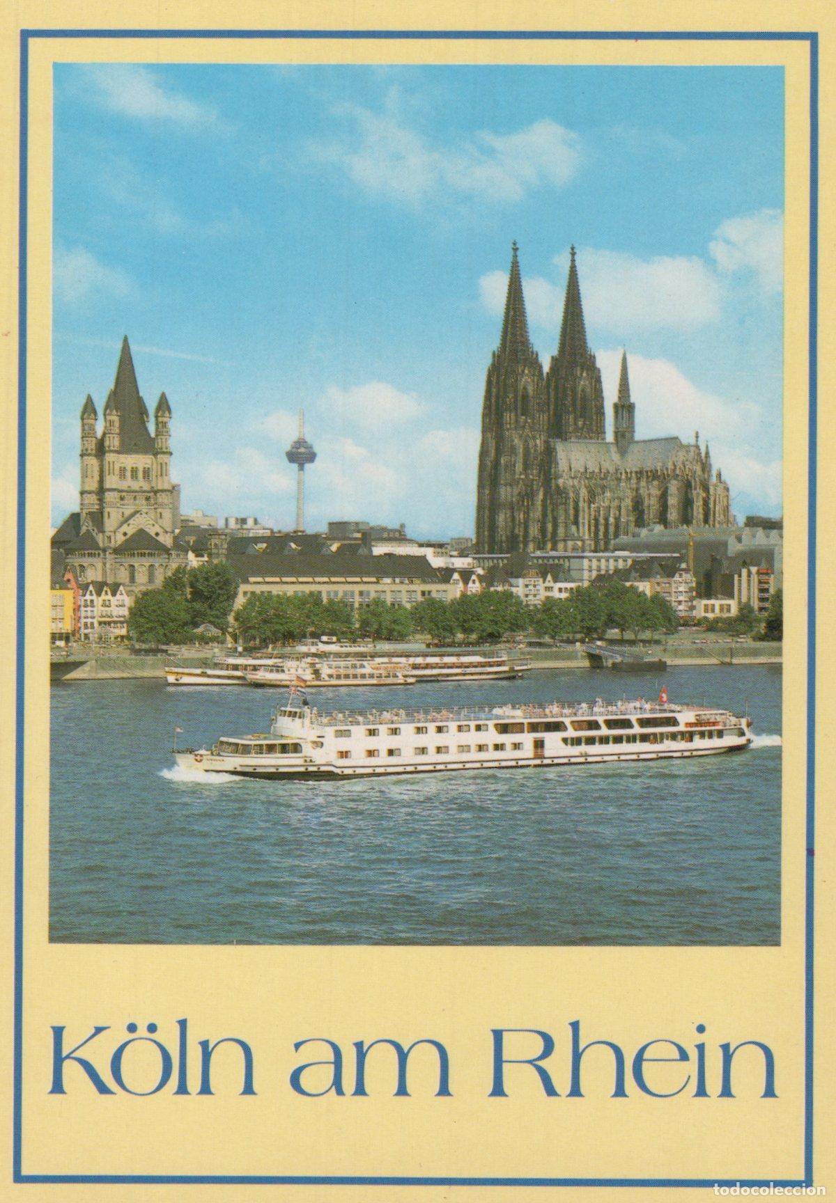Postcards: Germany Cologne Rhine River Cathedral Old Town Boats Cityscape Unposted *YAT348