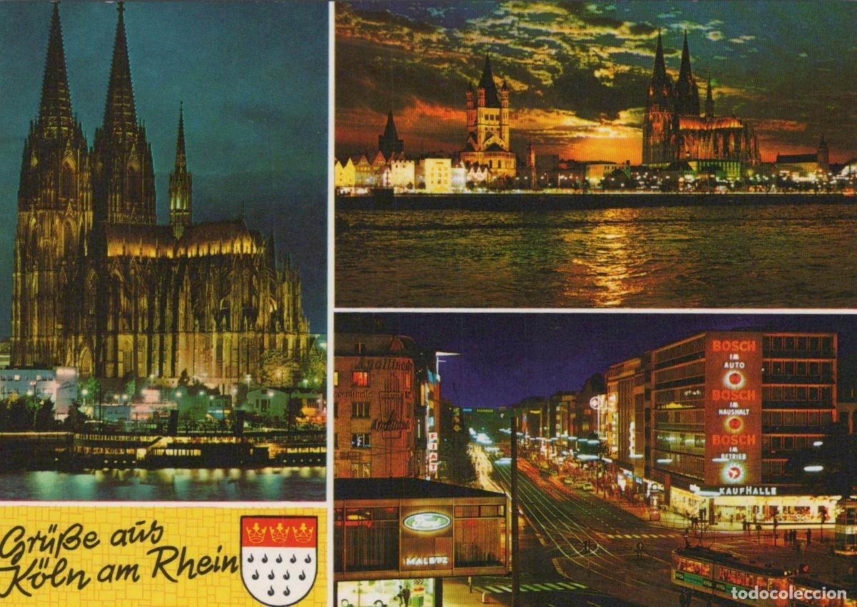Postales: Germany Cologne Cathedral Rhine River Cityscape Night View Unposted *YAT378
