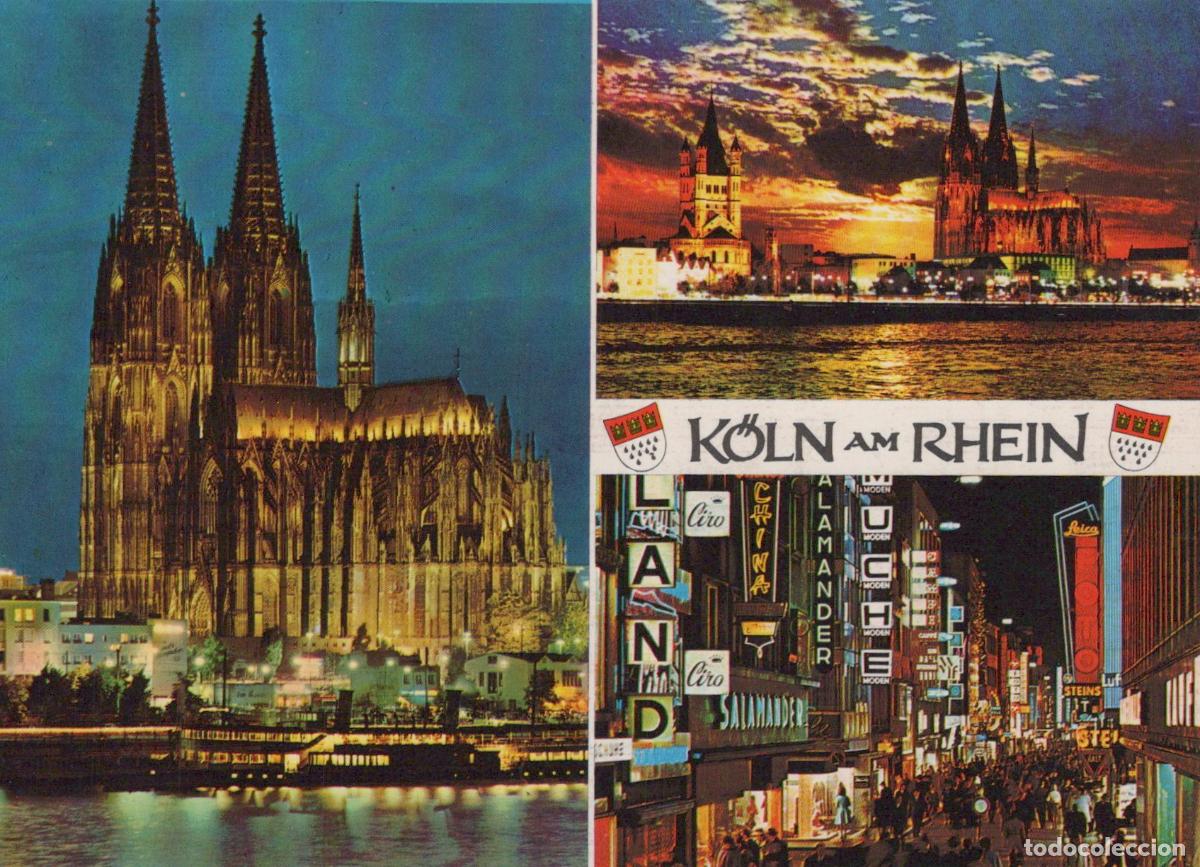 Postcards: Germany Cologne Cathedral Rhine River Night View City Street Scene *YAT388