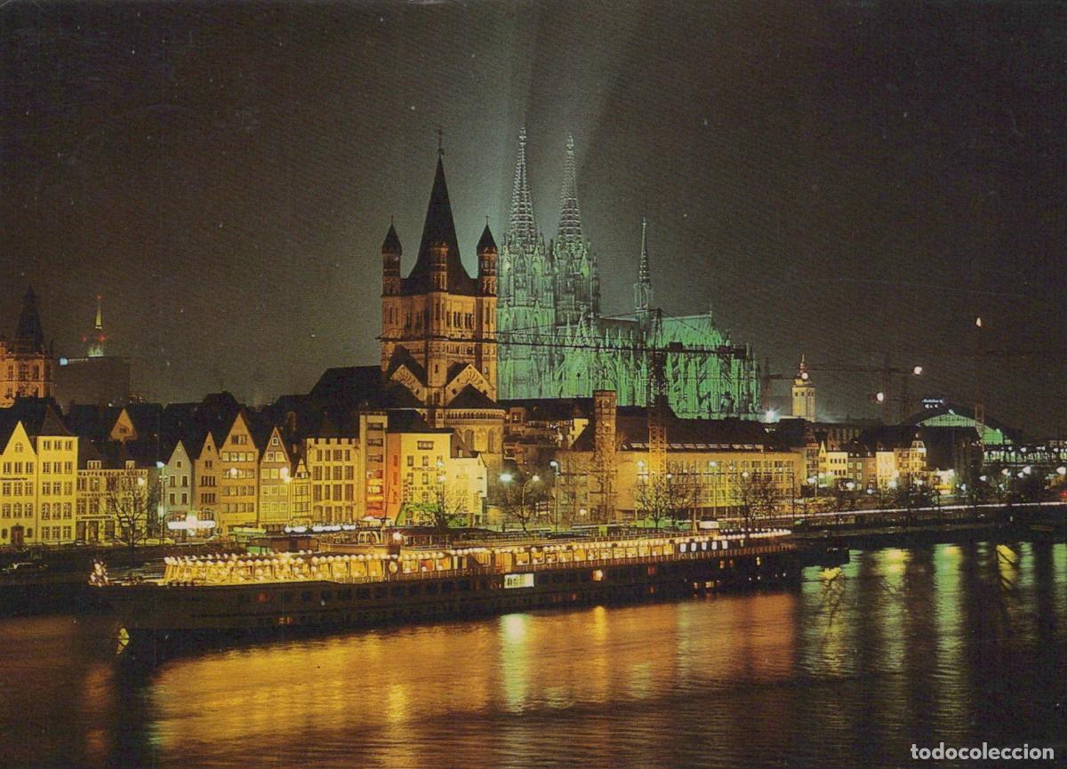 Postales: Germany Cologne Rhine Riverfront At Night With Cathedral and Great St *YAT408