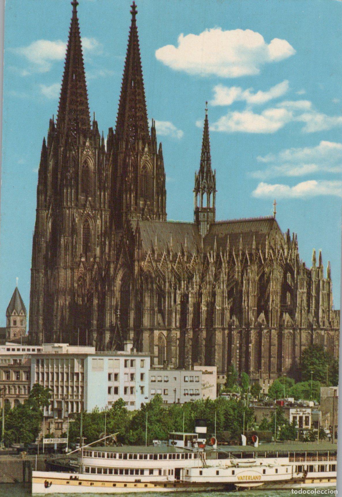 Postales: Germany Cologne Cathedral and Rhine River With Vaterland Boat *YAT280