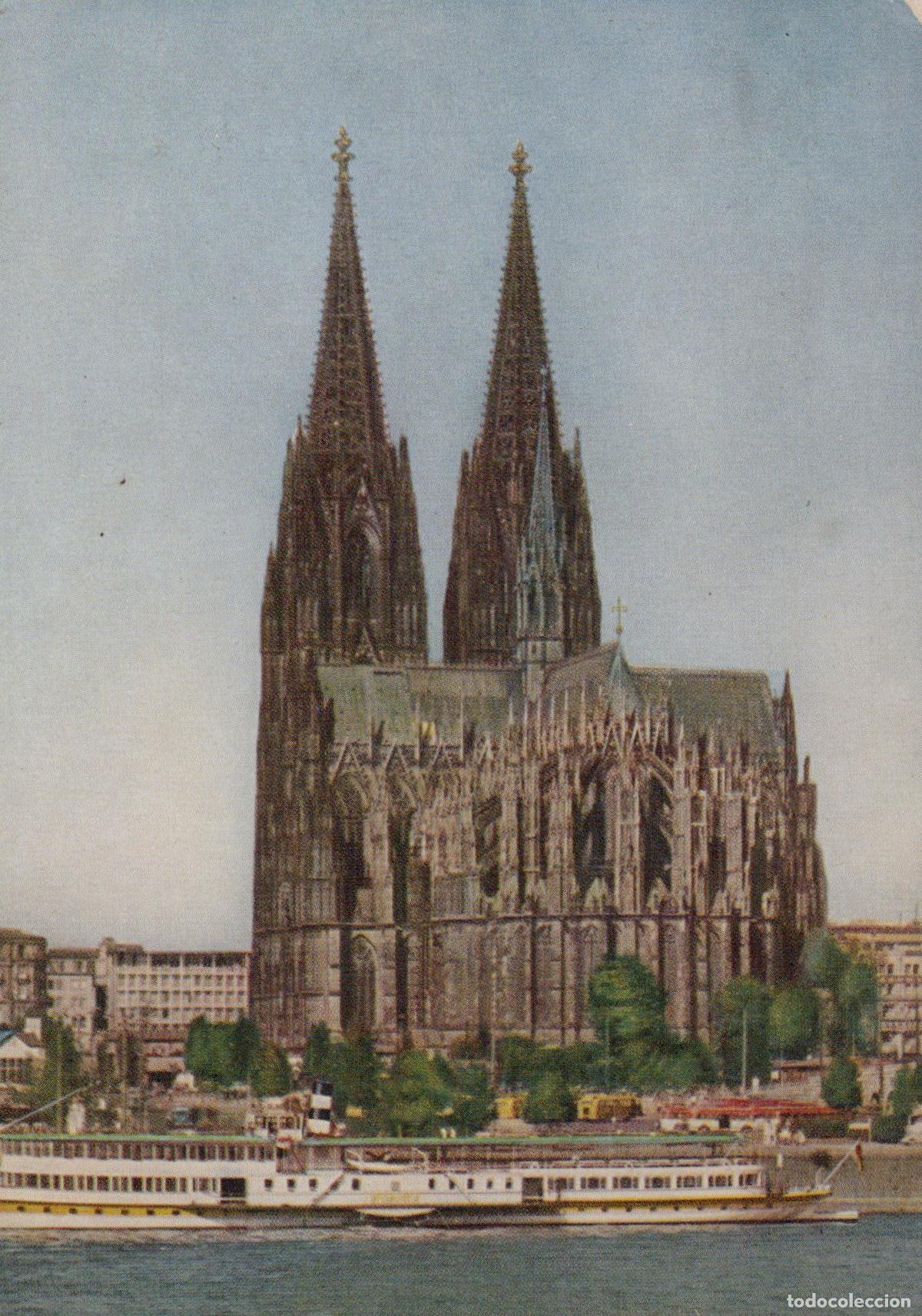 Postales: Germany Cologne Cathedral East Side Rhine River With Steamboat *YAT291