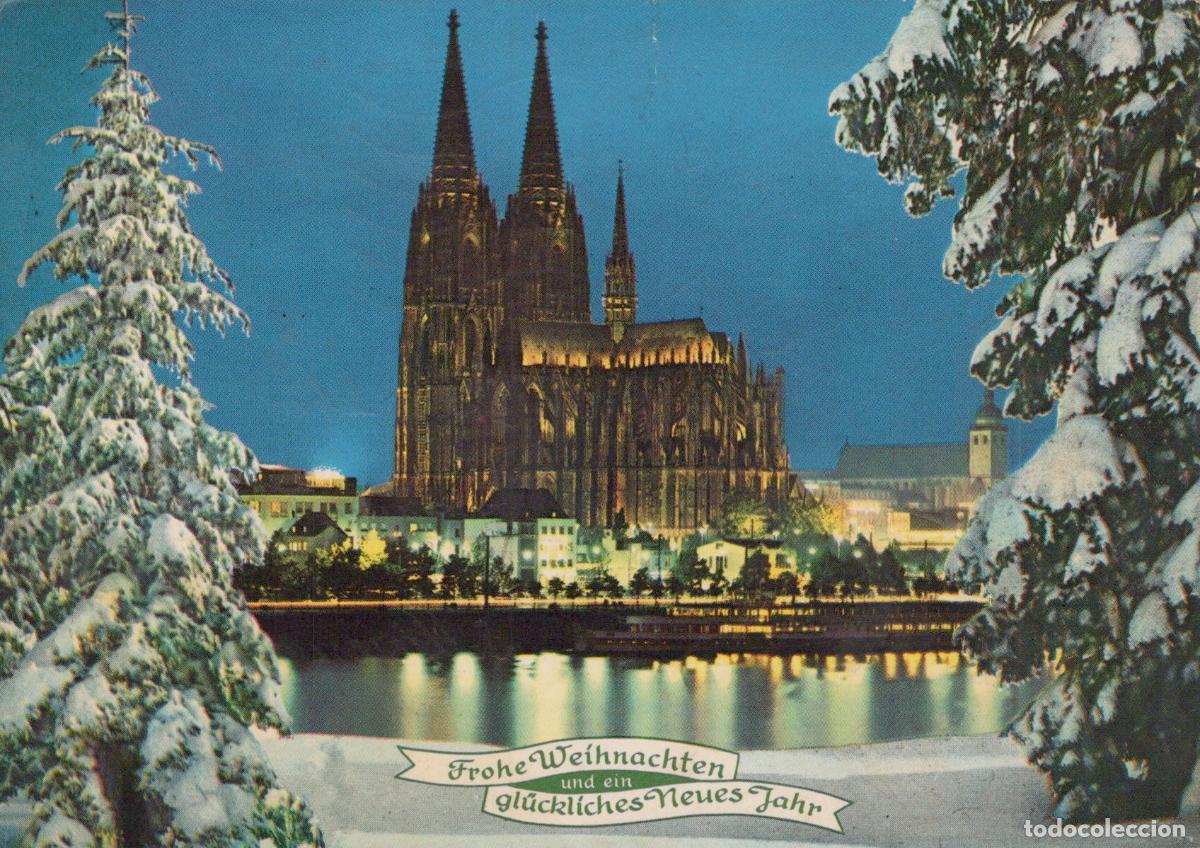 Postales: Germany Cologne Cathedral At Night With Snow Rhine River Christmas *YAT516