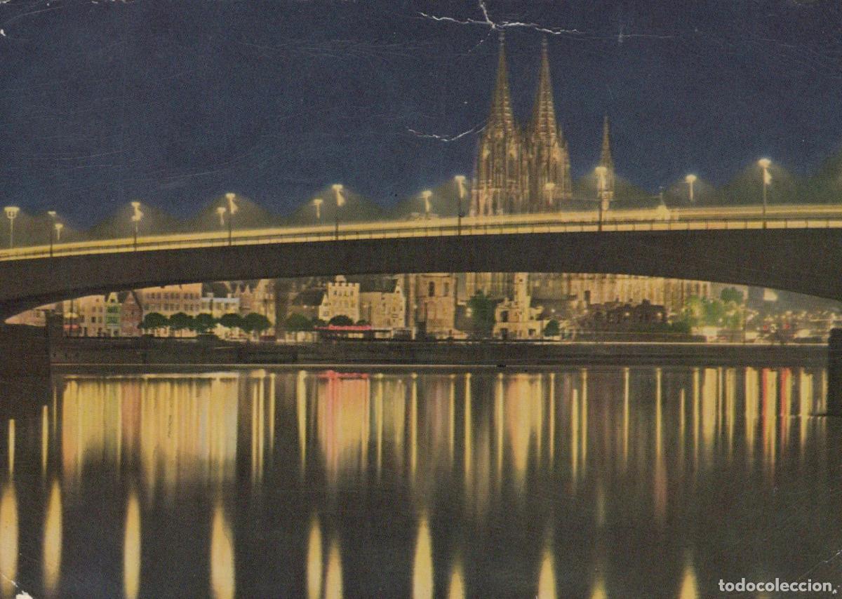 Postales: Germany Cologne Rhine River Bridge Cathedral Night Festive Illumination *YAT536