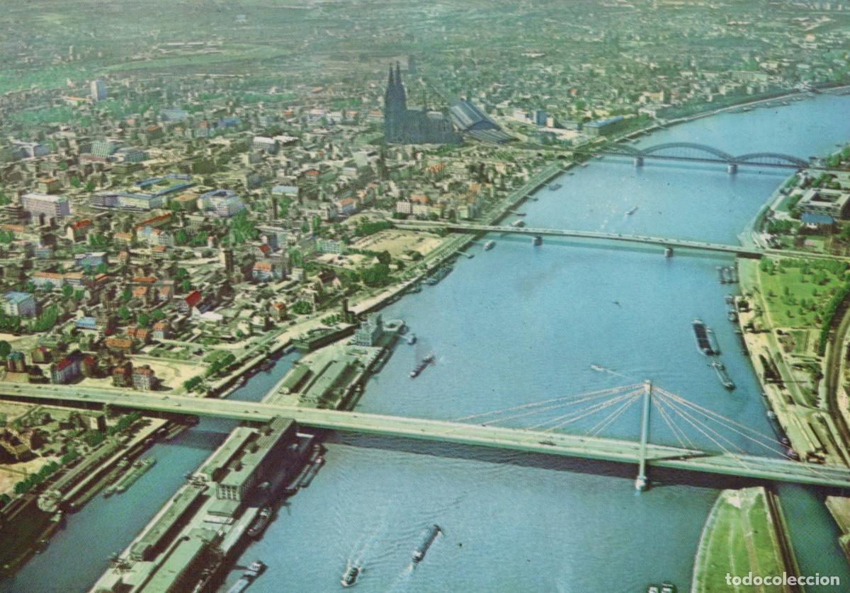 Postales: Germany Cologne Aerial View Rhine River Bridges Cathedral Cityscape *YAT468