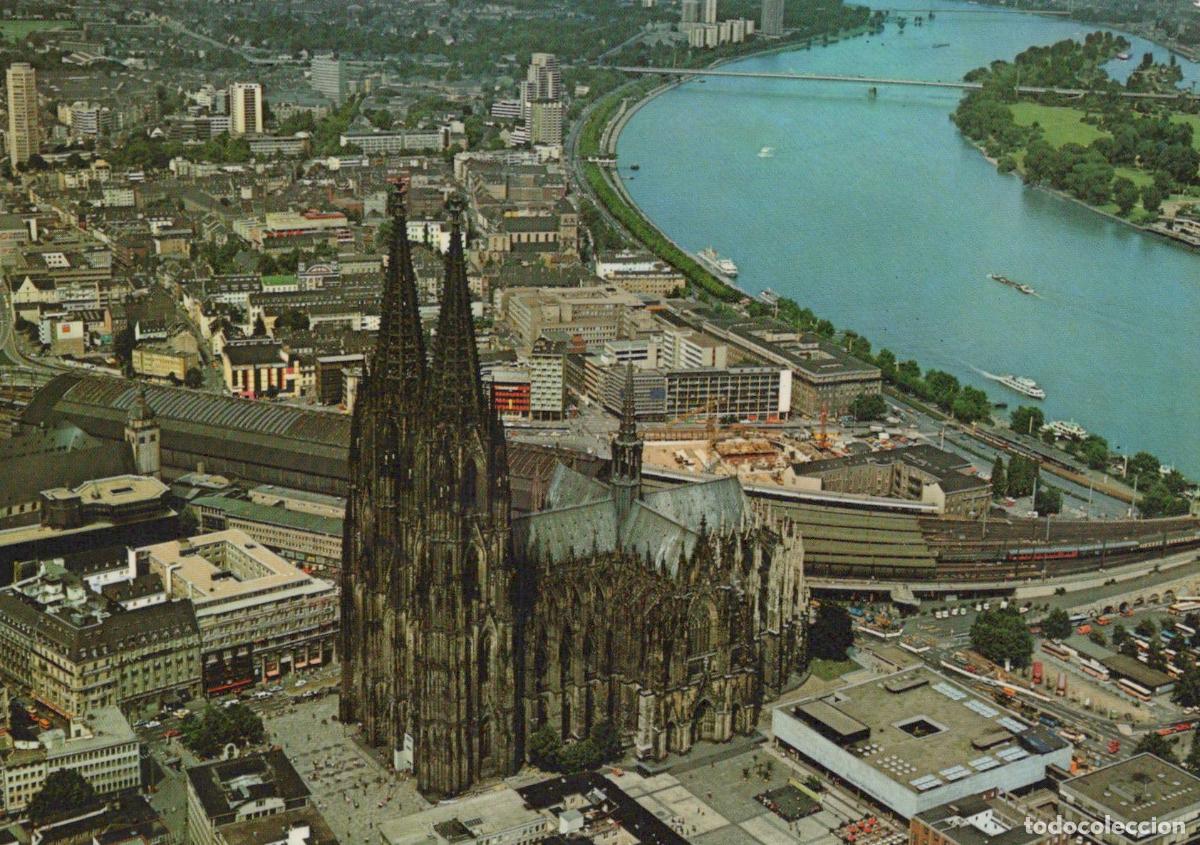 Postales: Germany Cologne Cathedral Rhine River Aerial View 1989 *YAT473
