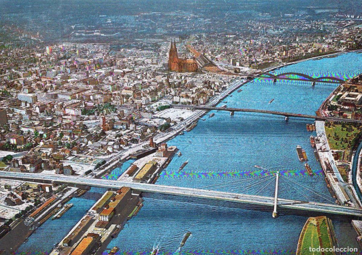 Postales: Germany Cologne Aerial View Old Town Cathedral Rhine River Unposted *YAT478