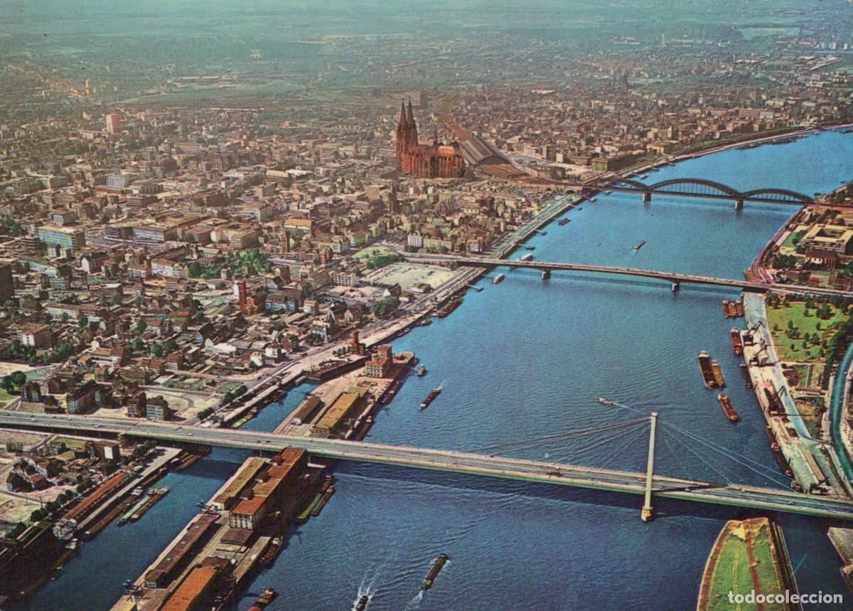 Postales: Germany Cologne Aerial View Rhine River Bridges Cathedral Unposted *YAT483