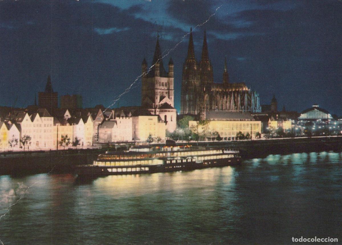 Postales: Germany Cologne Rhine River Cathedral Night View With Illuminated Boat *YAT576