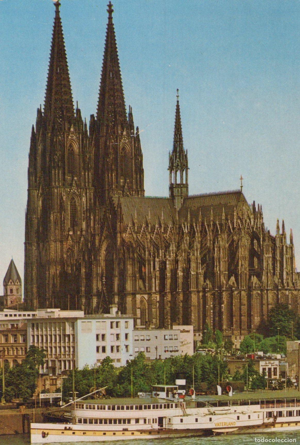 Postales: Germany Cologne Cathedral and Rhine River With Vaterland Ship *YAT345