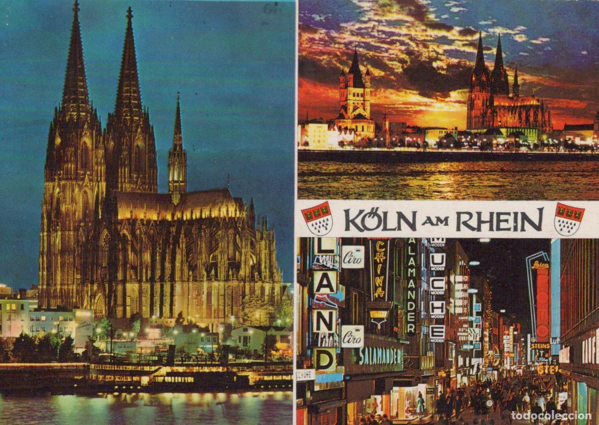 Postales: Germany Cologne Cathedral Rhine River Night View Cityscape *YAT508