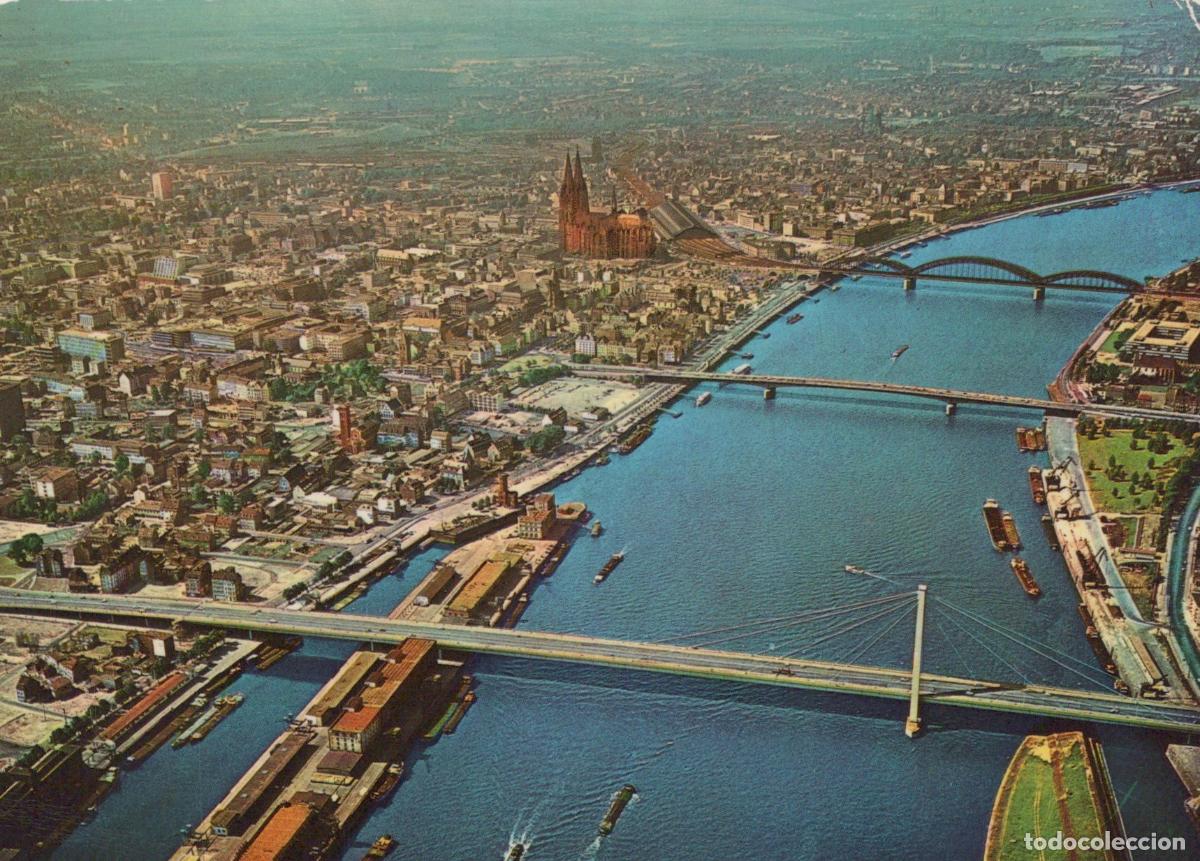 Postcards: Germany Cologne Aerial View Old Town Cathedral Rhine River Unposted *YAT389