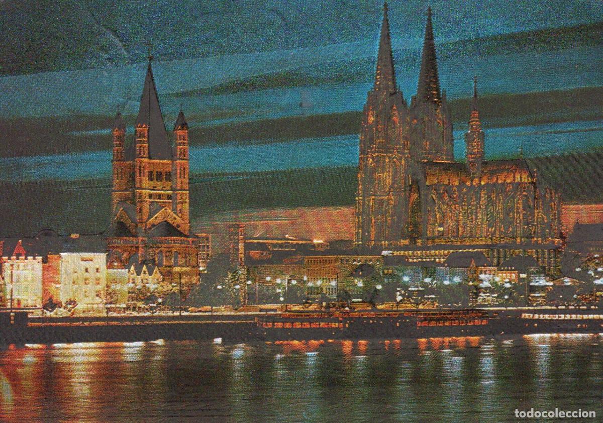 Postcards: Germany Cologne Night View of Cathedral and Great St Martin Church *YAT573