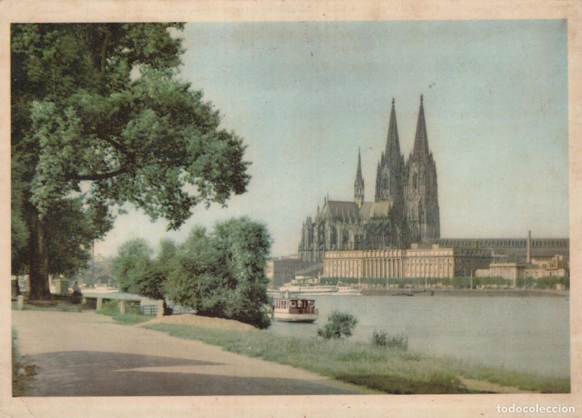 Postcards: Germany Cologne Cathedral and Rhine River With Boat *YAT666