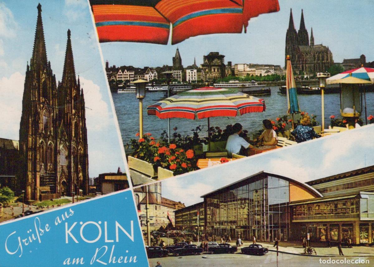 Postcards: Germany Cologne Cathedral Rhine River Cafe Street View Multi View *YAT671