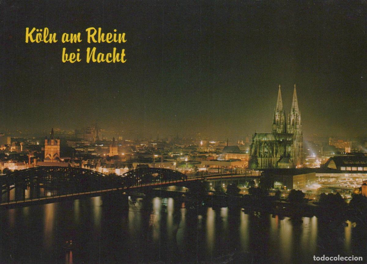Postcards: Germany Cologne Rhine River Cityscape Cathedral Bridge Night Unposted *YAT676