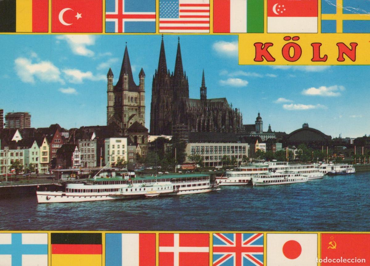 Postcards: Germany Cologne Cathedral and Great St Martin Church With Rhine River *YAT598