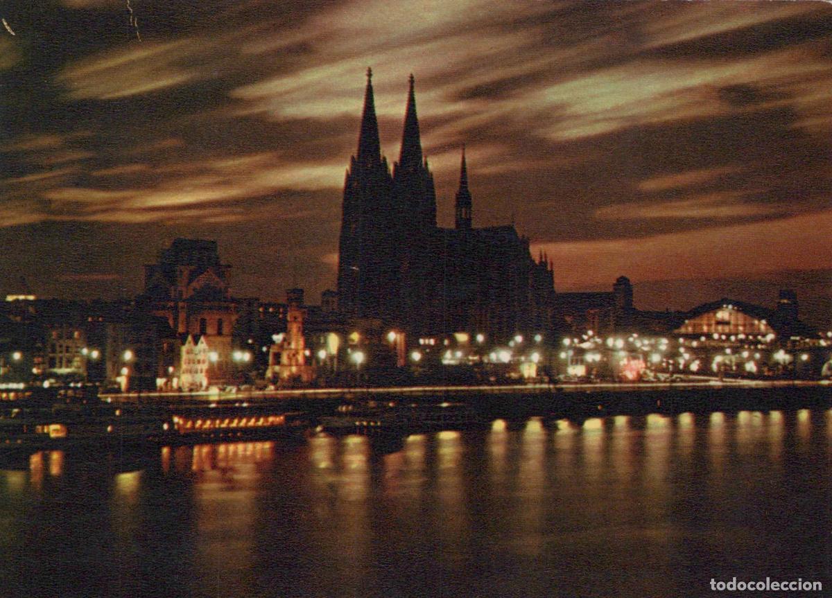 Postcards: Germany Cologne Cathedral At Night Rhine River Cityscape Architecture *YAT454