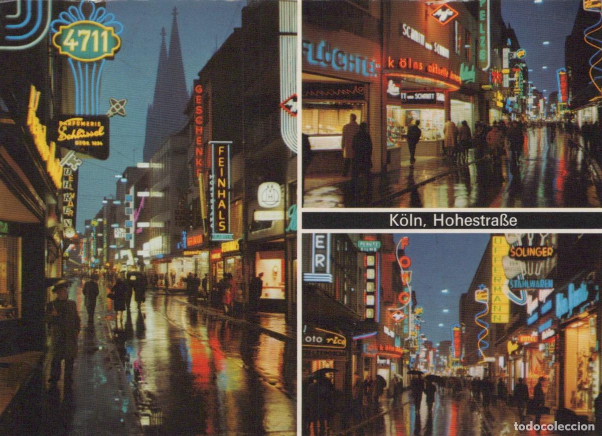 Cartes Postales: Germany Cologne Hohestrasse Shopping Street Night Scene Neon Lights *YAT499