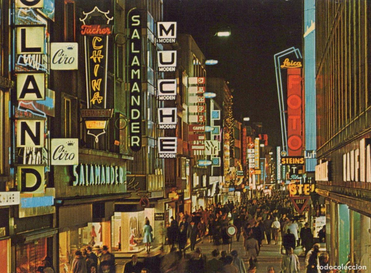 Cartes Postales: Germany Cologne Hohestrasse Night Scene With Neon Signs and Unposted *YAT668