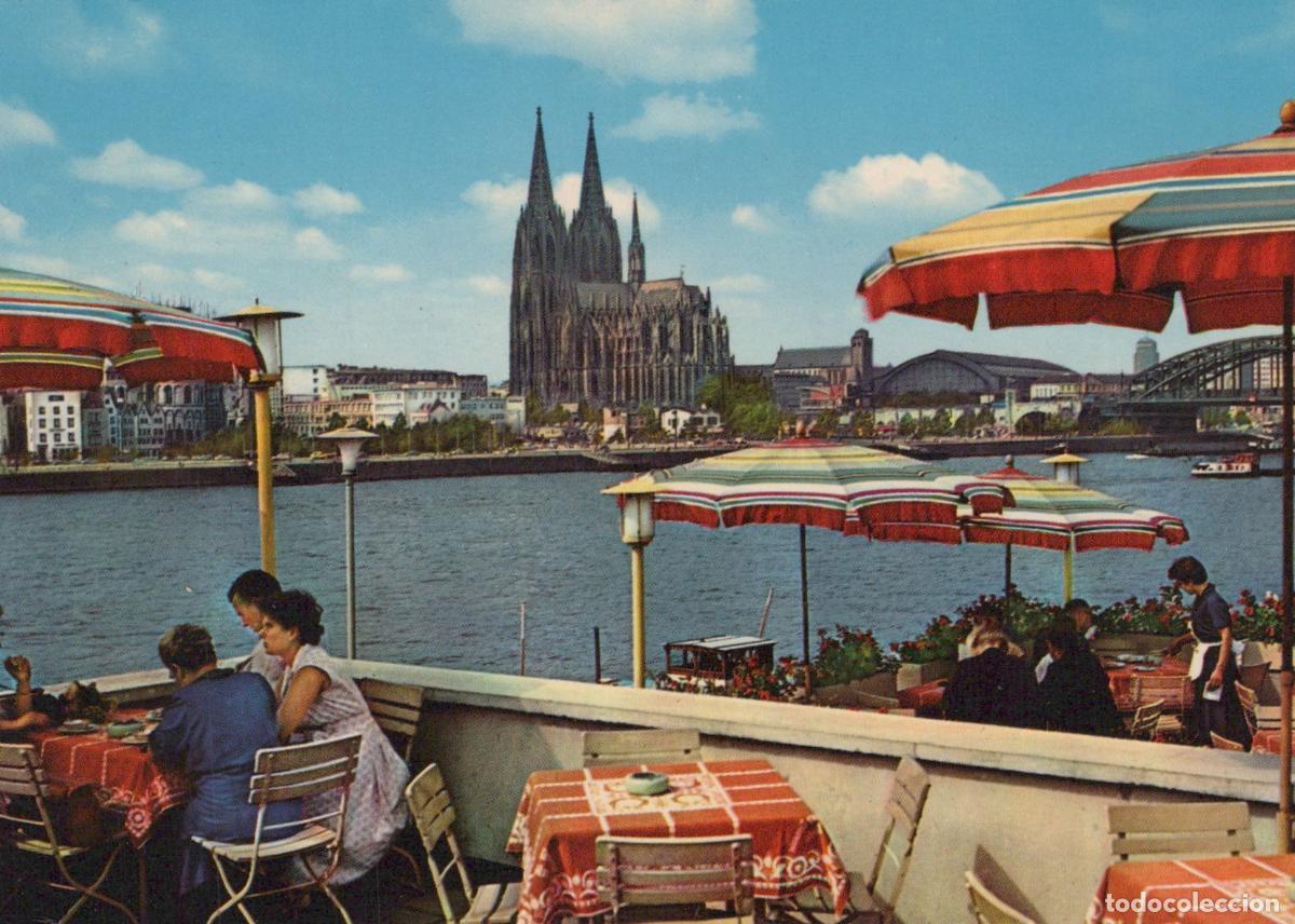 Cartes Postales: Germany Cologne Cathedral and Rhine River Terrace Cafe Unposted *YAT756