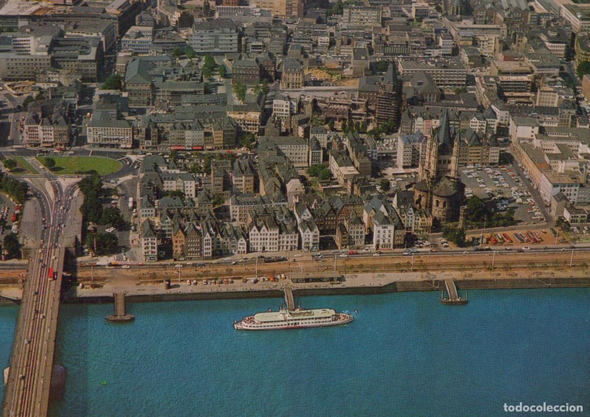 Postkarten: Germany Cologne Old Town Rhine Riverfront Aerial View With Bridge and *YAT816